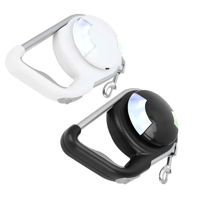 5m Adjustable Lighted Dog Traction Rope Retractable Leash with Brake System LED Flash Safety for Night Walks