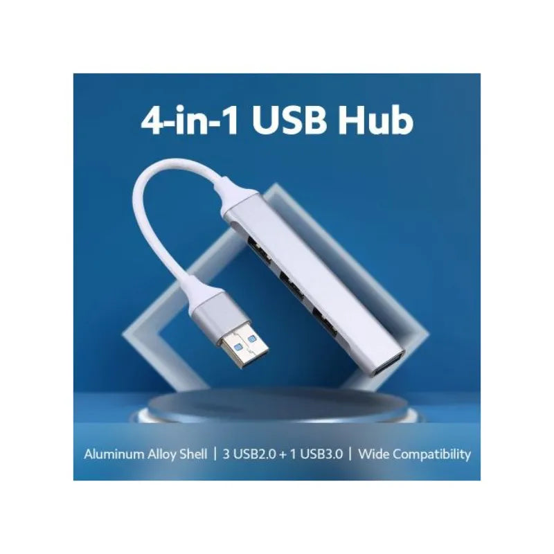 Aluminium Shell Portable 4 Ports USB 3.0 Hub Adapter