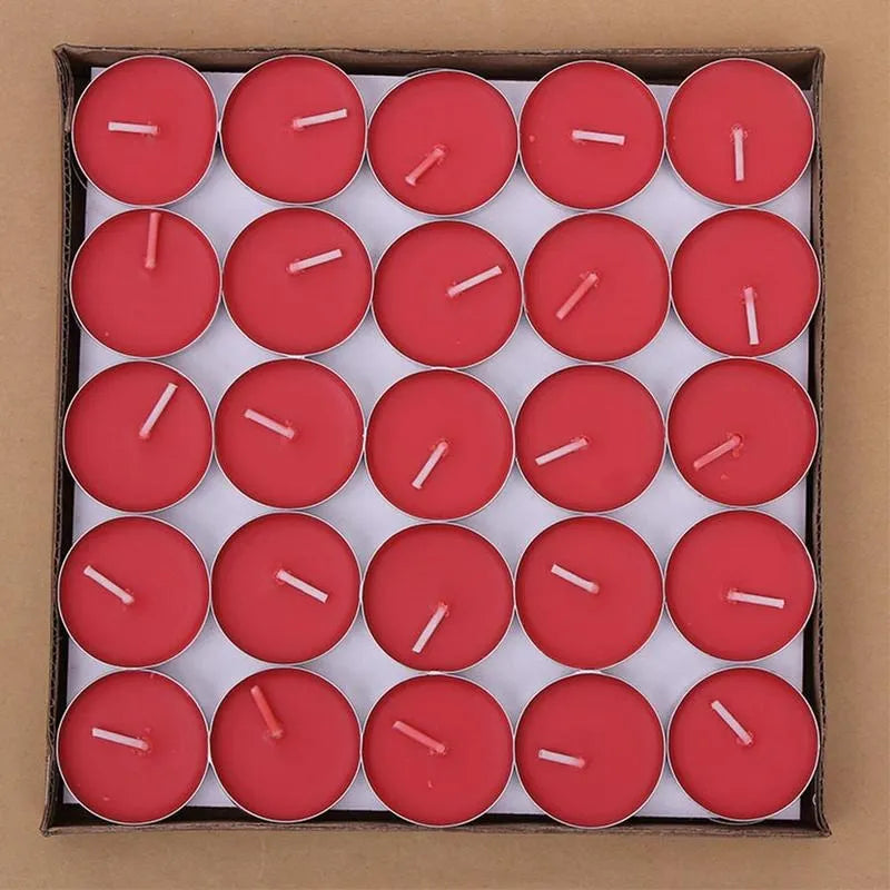 50Pcs Smokeless Scented Candles Set with Colored Flame for Aromatherapy and Wedding Decor