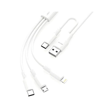 SOVO SC-501 Soft Silicone 45W 3-in-2 PD Fast Charging Cable (Lightning + Type-C + Micro USB)