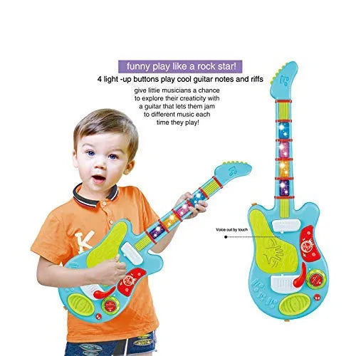 Rock Music Multifunction Induction Electric Guitar Toy for Kids with Microphone