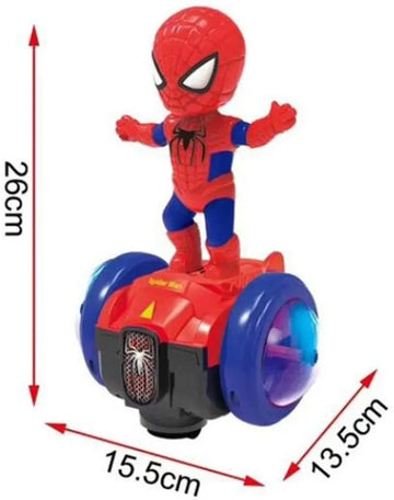 Children's Electric Spiderman Toy Balance Scooter with 360° Rotation and Light Music
