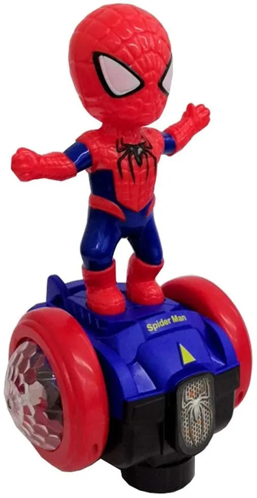 Children's Electric Spiderman Toy Balance Scooter with 360° Rotation and Light Music