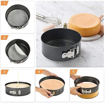 3-Piece Non-Stick Springform Cake Pan Set (18cm / 20cm / 22cm) Round Baking Molds