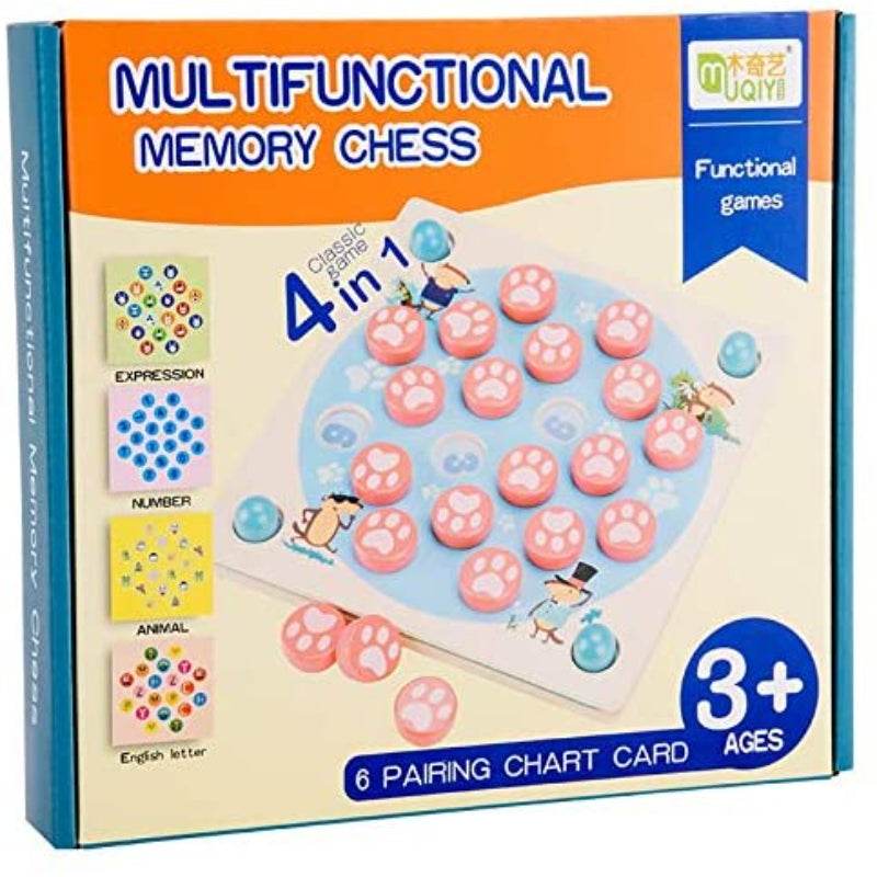 Wooden Memory Toy 4 In 1 Multifunctional Chess Logical Thinking and Memory Training Family Game - Al-Raheem Imports