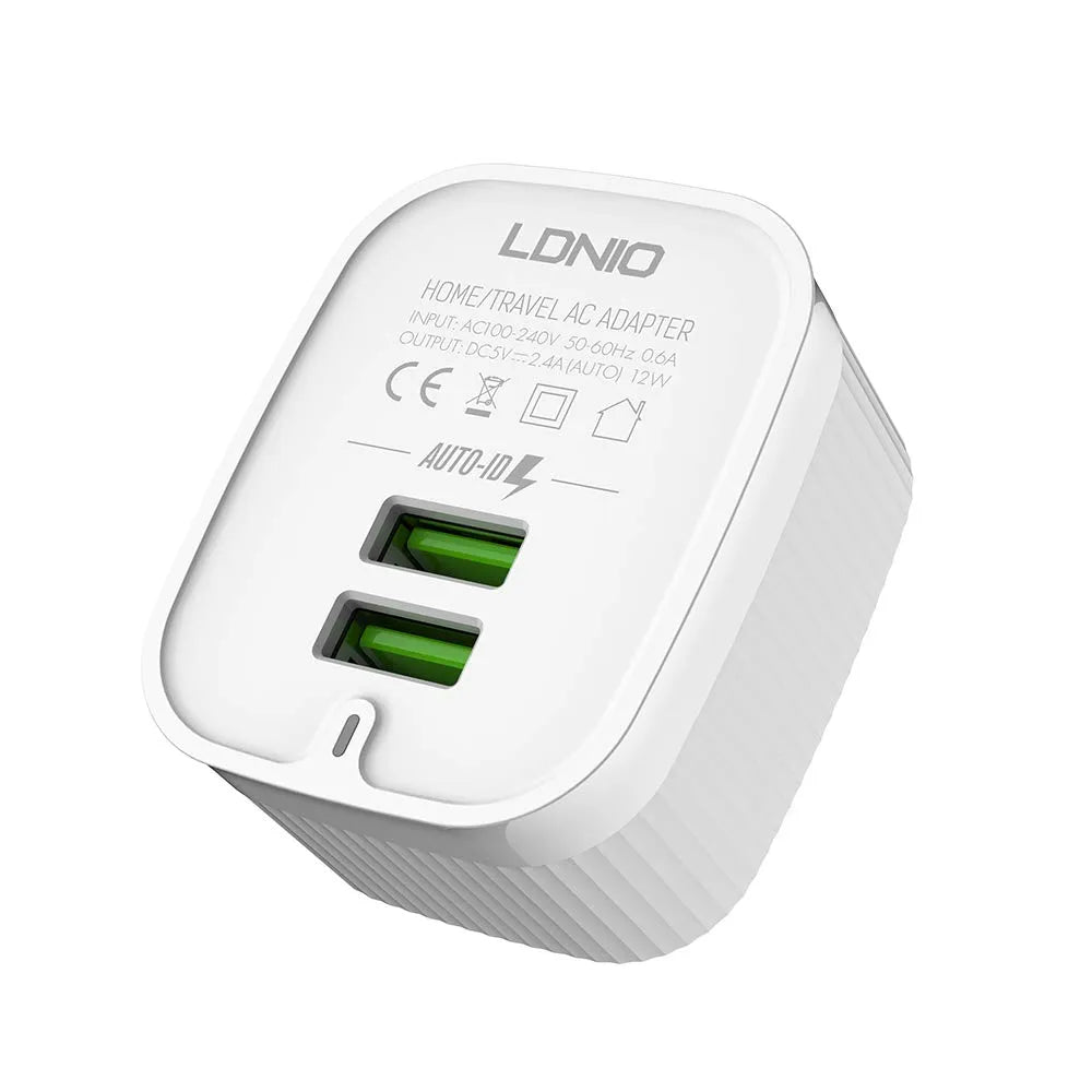 ADVIRE LDNIO A201 2.4A Universal Dual USB Travel Charger White 15.5W
