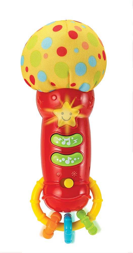 Baby Rock Star Microphone Toy Light Up Musical Toy with Sound Effects & Rattle Rings (3M+) - Al-Raheem Imports