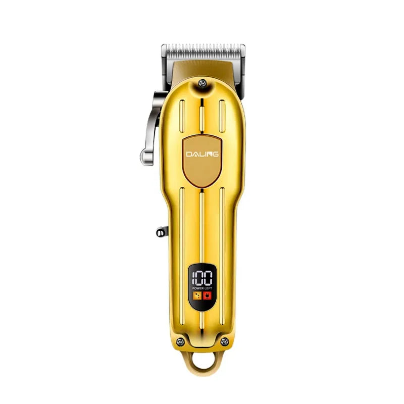 Daling DL-1538 Cordless Professional Hair Clipper Trimmer Golden 2600mAh Battery LED Display USB Rechargeable