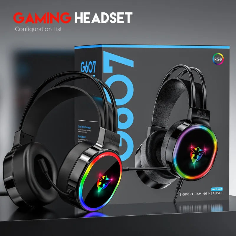 G607 Wired Gaming Headset with Microphone and RGB LED Lighting