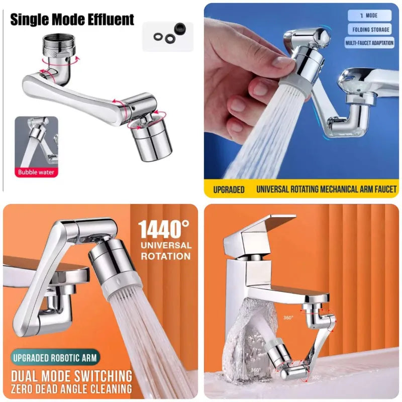 Universal 1080 Degree Rotation Faucet Extender with Anti Splash Filter and Dual Mode Water Flow for Kitchen Sink and Bathroom Tap