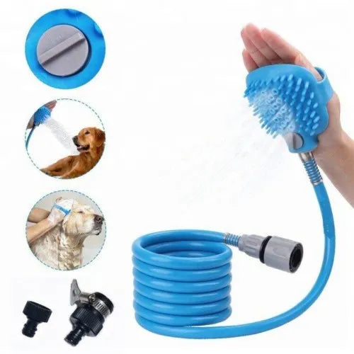 Unique 2 in 1 Pet Shower Massager Brush with Water Spray Silicone Grooming Tool