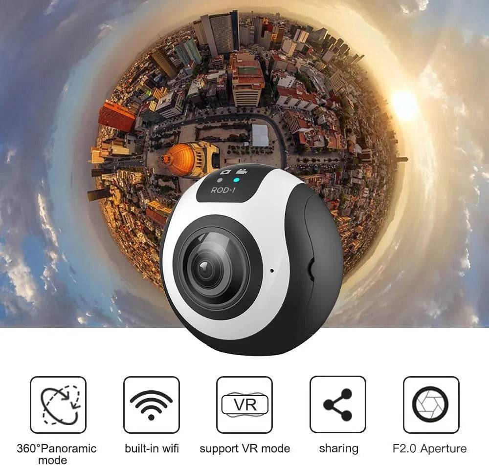 ROD-1 Spherical Dual Lens HD 360 Degree Camera with 3040*1520 Resolution and Live Streaming Support - Al-Raheem Imports