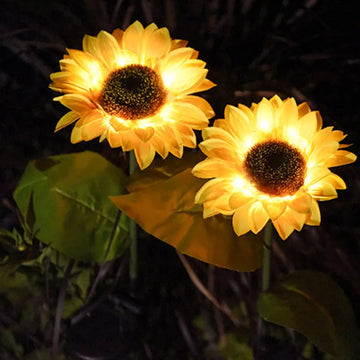 Pack of 2 Waterproof Sunflower Solar Decorative Lights Outdoor Garden Lawn Warm White LED