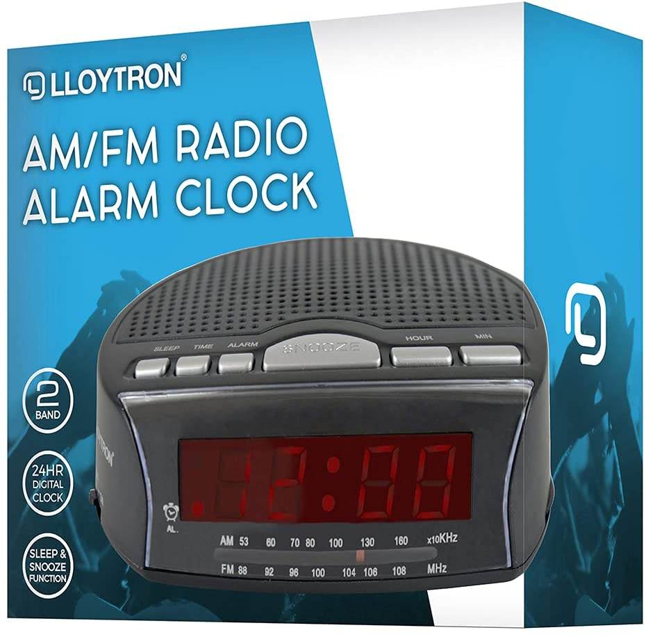 Lloytron AM/FM Digital Alarm Clock with Sleep and Snooze Functions Red LED Display - Al-Raheem Imports
