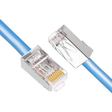 RJ45 CAT6 Pass-Through Ethernet Cable Connectors 100 Pcs with Foldable Shrapnel