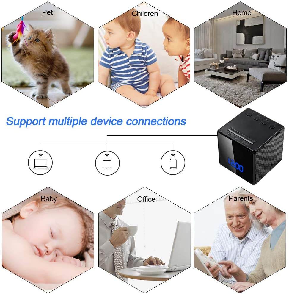 LXMIMI 3 in 1 LED Alarm Clock Hidden Spy Camera 1080P with Bluetooth Speaker and Motion Detection - Al-Raheem Imports