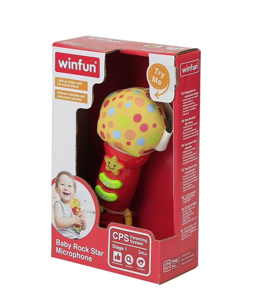 Baby Rock Star Microphone Toy Light Up Musical Toy with Sound Effects & Rattle Rings (3M+) - Al-Raheem Imports