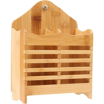 Wooden Mini Spoon Holder and Bamboo Chopstick Basket Wall Hanging Kitchen Organizer