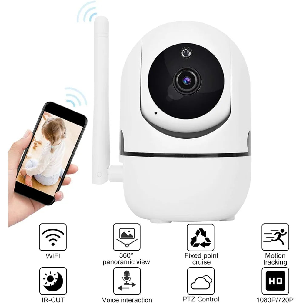 Smart 360° Wireless HD 1080P WiFi Camera with Night Vision and Motion Tracking