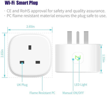 Pack of 2 Meross MSS210 Smart WiFi Plugs with IFTTT and App Remote Control
