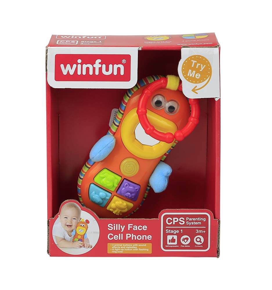 Silly Face Cell Phone Toy for Babies Musical Animal Buttons, Flashing Lights & Mirror (3M+) - Al-Raheem Imports