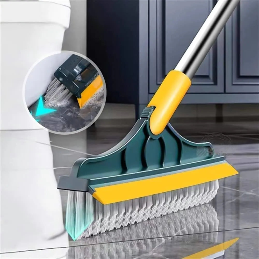 2 in 1 Rotating Floor Scrub Brush with Long Handle 120° Adjustable Corner Cleaning