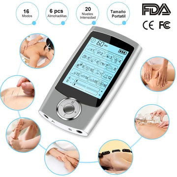 16 Modes Rechargeable Digital EMS TENS Massage Device Dual Output Pain Relief Massager