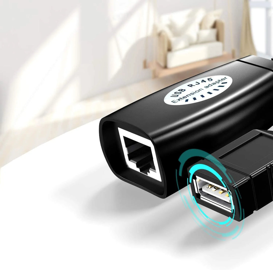USB Over RJ45 Extender Cable 150ft USB 2.0 Extension Over Cat5 Cat5e Cat6 Network Cable Up to 50 Meters Black