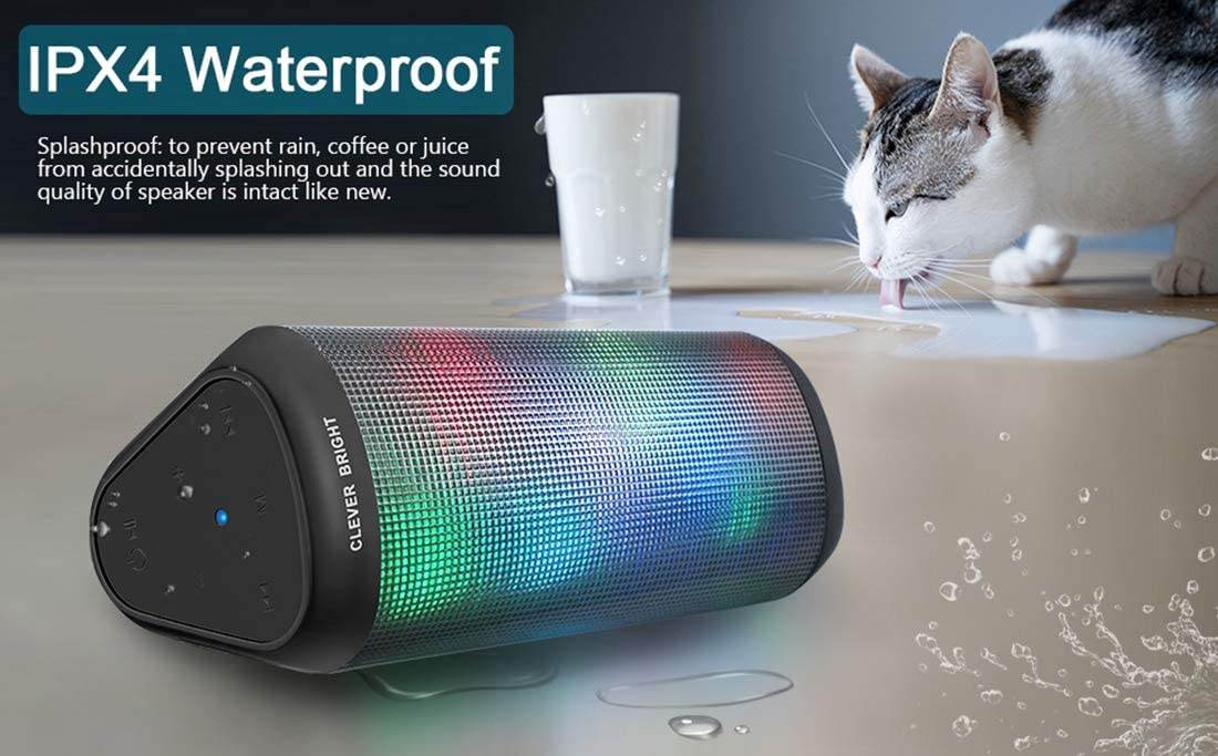 Clever Bright Portable Wireless Bluetooth Speakers with 7 LED Lights V5.0 Hi-Fi Bass Powerful Sound and Built-In Microphone - Al-Raheem Imports