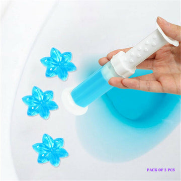 Pack of 2 Aromatic Toilet Cleaning Gel Stamps Blossoming Freshness with Flower Shaped Design and Long Lasting Fragrance for Bathroom Deodorizing