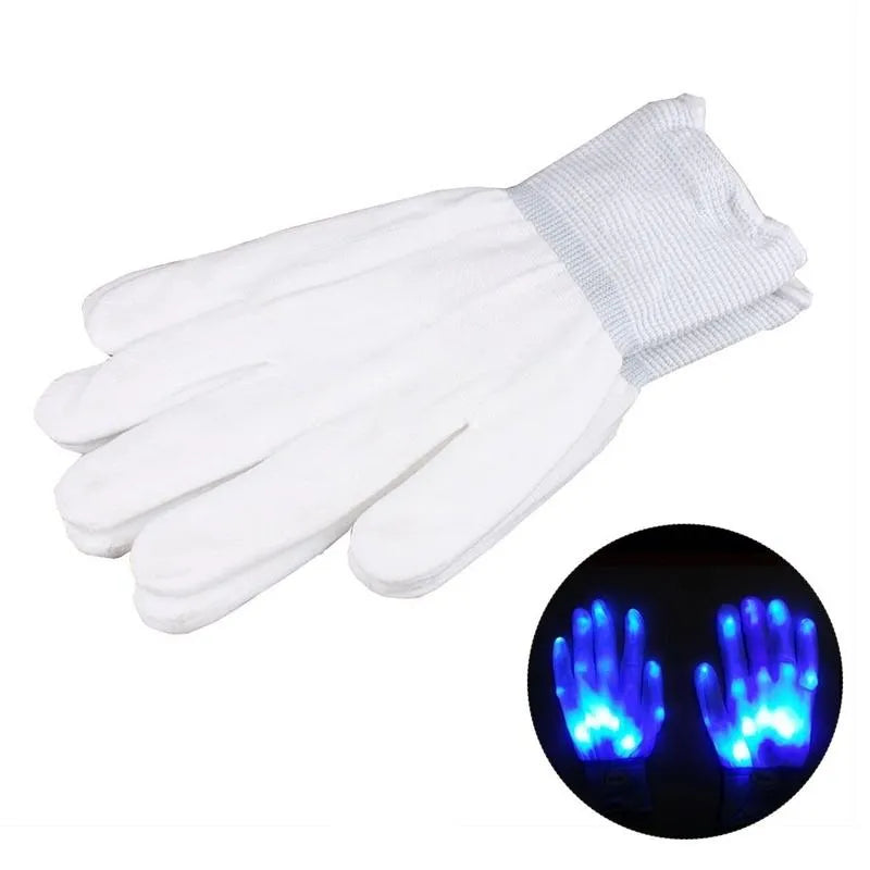 1 Pair LED Glowing Skeleton Gloves Flashing Light Up Rave Gloves for Parties Concerts Halloween