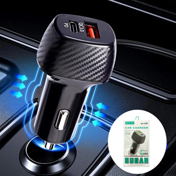 SOVO SCR-440PD Sugar 25W PD Quick Charge Car Charger USB Type-C Dual Port Fast Charging