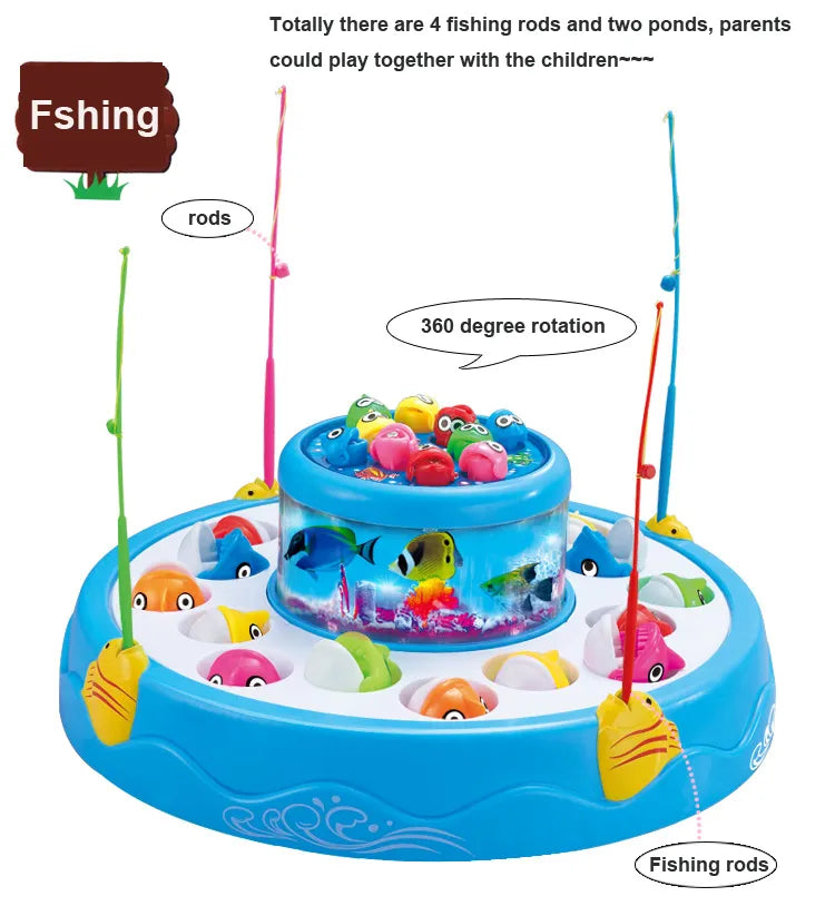 26-Piece Electric Fishing Toy Set Magnetic Rotating Fish Game for Kids