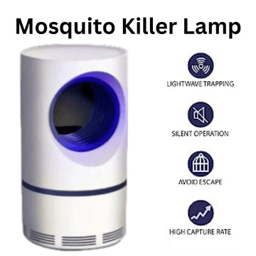 Electric Mosquito Killer Lamp USB Powered Blue Light UV Suction Fan No Zapper Child Safe White