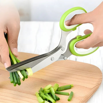 5 Layer Multifunctional Vegetable and Fruit Cutter Kitchen Scissor with Stainless Steel Blades and Ergonomic Handle for Herbs Salads and Paper Shredding