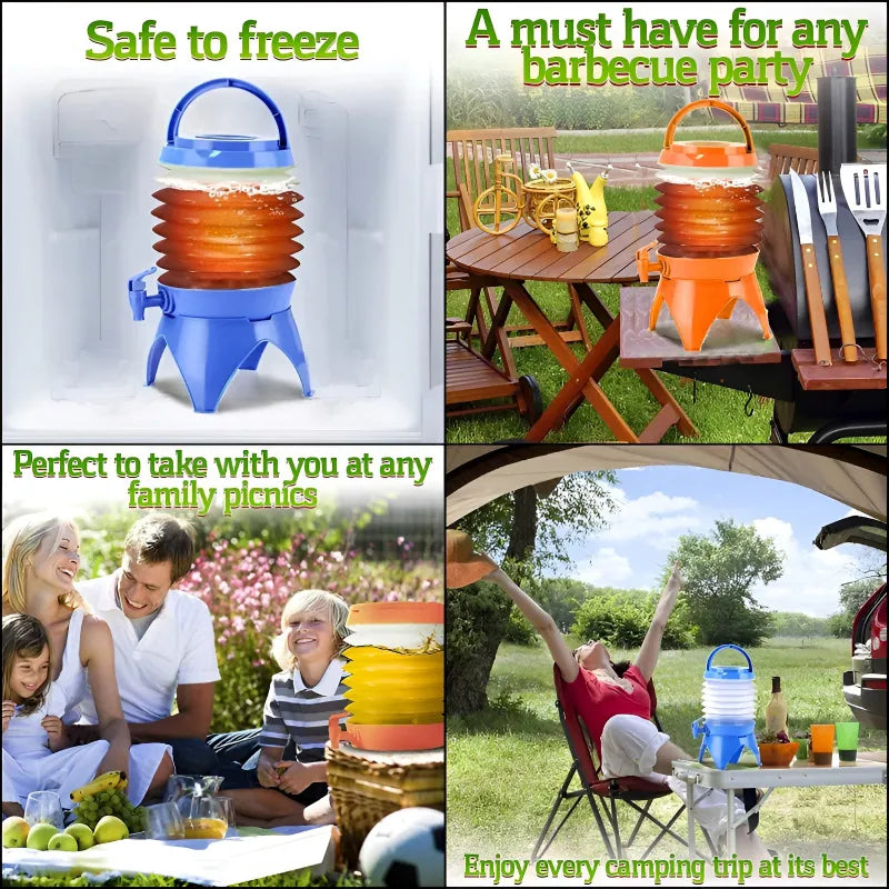 3.5 Liter Mini Portable Manual Foldable Multi Purpose Beverage Dispenser for Camping and Outdoor Events