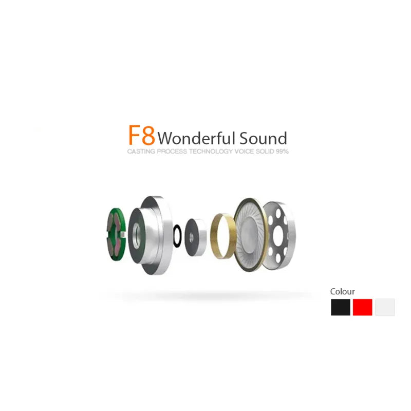 F8 Universal In-Ear Earphones with Rich Bass and Supreme Sound Quality