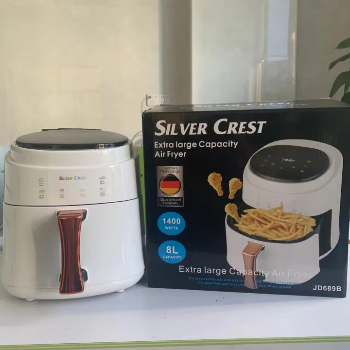 Silver Crest Digital Air Fryer 8 Liter Large Capacity 2400W Rapid Air Technology LED Touch Screen Healthy Cooking Appliance
