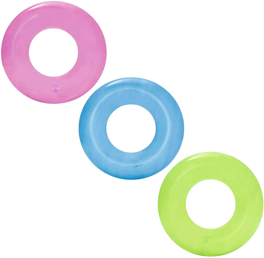 3-Piece See-Through Inflatable Tire Tube Swimming Rings for Kids