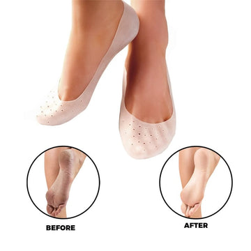 Pack of 4 Pairs Smiling Foot Anti Crack Full Length Silicone Moisturizing Socks Skin Tone Foot Protector Care
