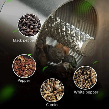 One Handed Thumb Push Stainless Steel Spice Grinder Salt Pepper Mill
