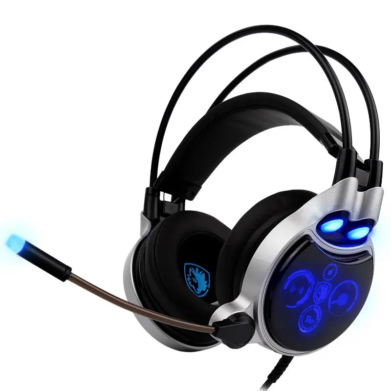 SADES R8 USB Stereo Gaming Headset with Virtual 7.1 Surround Sound High Sensitivity Microphone and LED Lighting