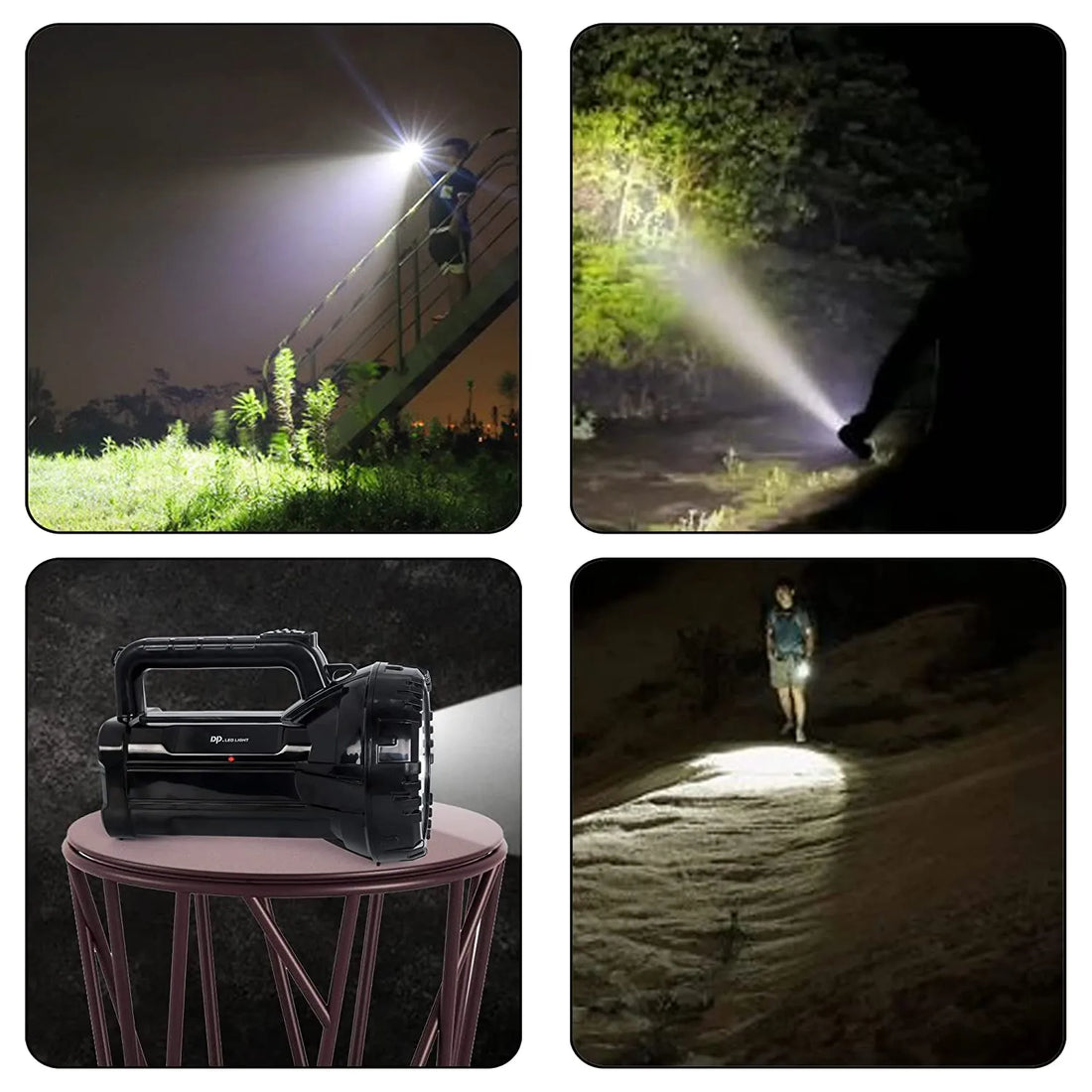 Rechargeable 75W LED Flashlight Torch High Powered Searchlight with 2800mAh Battery Dual Modes Long Range 500m+
