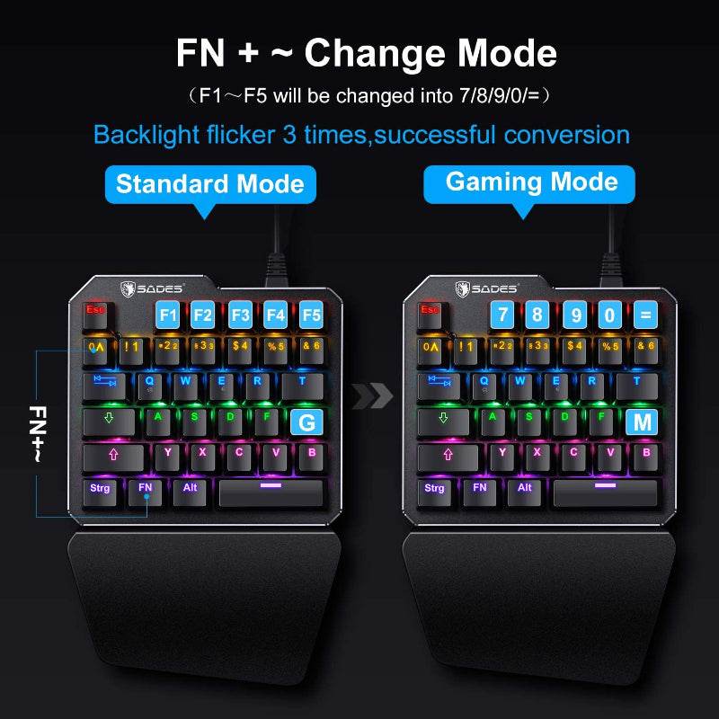 Sades TS-35 One Handed 35 Keys Mechanical RGB Gaming Keyboard with LED Backlit - Al-Raheem Imports