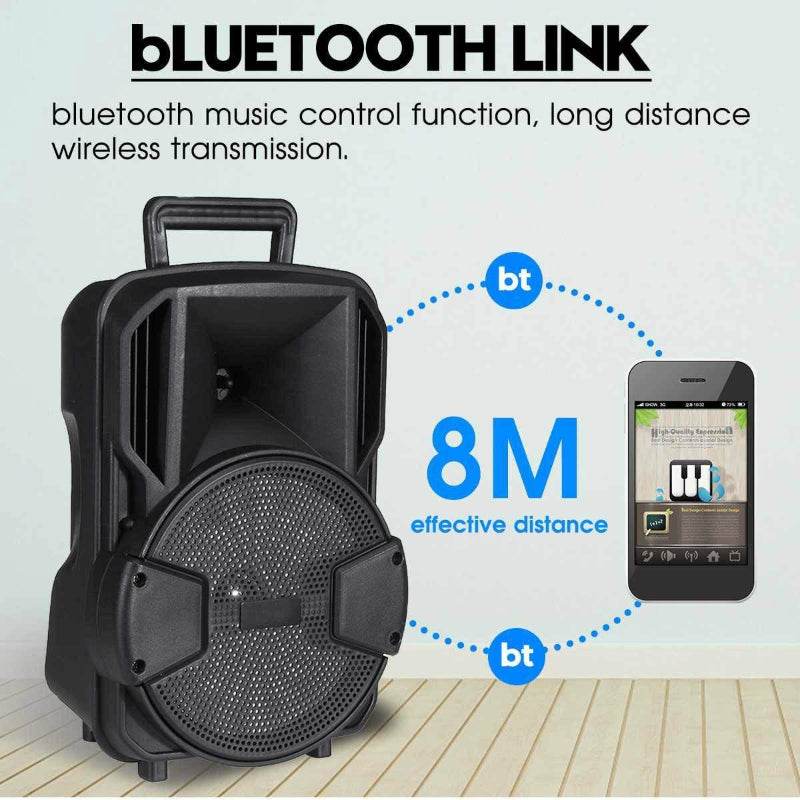 Portable Wireless 8 Inch Bluetooth Multimedia Speaker with FM Radio A8-3 - Al-Raheem Imports