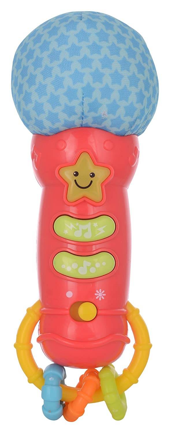 Baby Rock Star Microphone Toy Light Up Musical Toy with Sound Effects & Rattle Rings (3M+) - Al-Raheem Imports