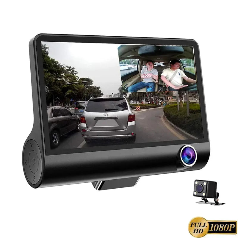 WDR Dashcam 3 Full HD 1080P Car DVR with 170 Degree Wide Angle 4 Inch Screen and Rear Camera