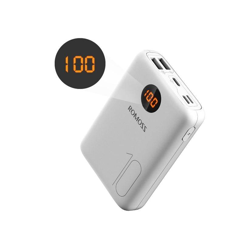 ROMOSS 10000mAh Mini Power Bank with Dual USB Digital Display Portable Fast Charger for Smartphones - Al-Raheem Imports