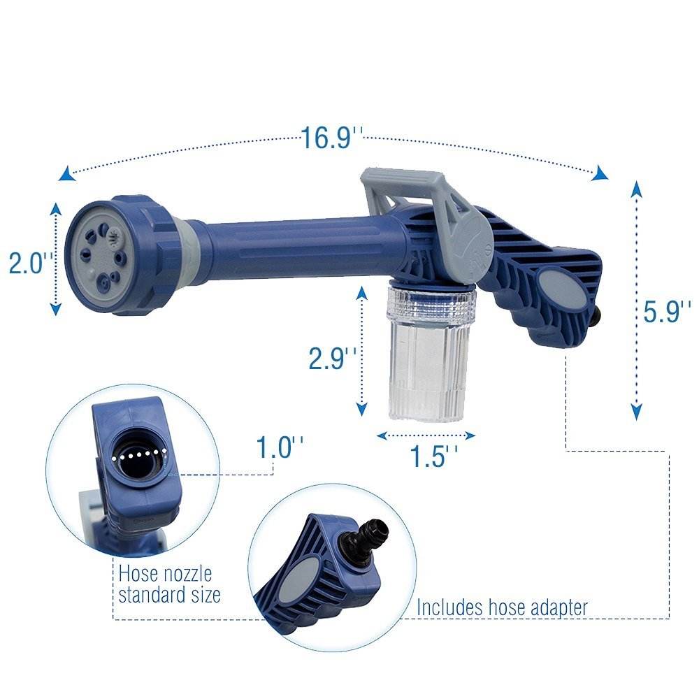 8 in 1 Garden Car Wash Jet Spray Gun with Soap Dispenser Multi Nozzle Hose Attachment - Al-Raheem Imports