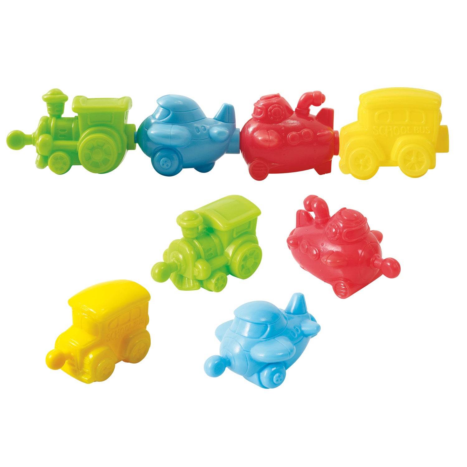 Pop & Lock Vehicles Kids Multicolor Fun Play Toys Helicopter, Train, School Bus, Submarine Set - Al-Raheem Imports